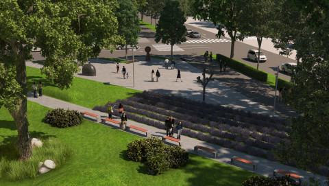 Vizualizácia časti parku na Komenského ulici